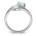 thumbnail image 2 of Sterling Silver Rhodium Aqua & Diamond Heart Ring, 2 of 6