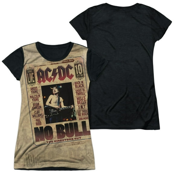 Acdc - No Bull - Juniors Teen Girls Black Back Sleeve Shirt - Large
