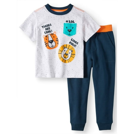 Wonder Nation T-Shirt & Jogger Pants, 2pc Outfit Set (Toddler (Best Outfit For Jogging)