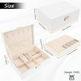 thumbnail image 4 of Jewelry Box for Women Girls, 2 Layers Jewelry Organizer Container with Lock, PU Leather Storage Case with Removable Tray, Jewelry Display Holder for Necklaces Earrings Bracelets Rings Watches - White, 4 of 6