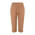 thumbnail image 3 of Capri Pants for Women 2025 Solid Color Lightweight Straight Leg Casual Loose Capris with Pockets Womens Cropped Pants, 3 of 5