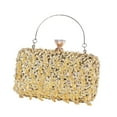 thumbnail image 2 of Cartera de mano para mujer, para en clubes, bolsos con asa para dama, bolsos formales para fiestas, cócteles y fiestas Oro, 2 of 8