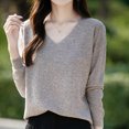 thumbnail image 5 of Fmbrln Womens Solid Basic Knitted Sweaters Fall Winter Fashion Long Sleeve V Neck Sweaters Tops Casual Loose Comfy Pullover Sweaters Gray L, 5 of 5