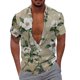 thumbnail image 1 of Camisas Para Hombre Manga Larga De AlgodóN Estampado floral 3d Estampado digital Casual Suelto Ajuste creativo Camisa de manga corta (Green, XXL), 1 of 4
