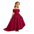 thumbnail image 3 of Fozruso Girls' Dresses Flower Girls Dress Off Shoulder Satin Evening Wedding Party Gown,11-12 Years, 3 of 7