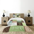 thumbnail image 4 of Ambesonne Tea Party Quilted Bedspread Set 2 Pcs, Checkered Tea Images, Twin Size, Green Brown Blue, 4 of 5
