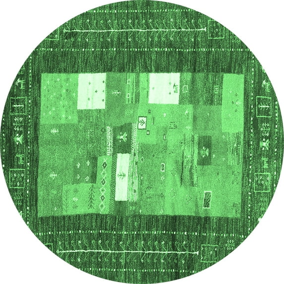 Ahgly Company Indoor Round Abstract Emerald Green Contemporary Area Rugs, 8' Round