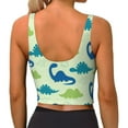 thumbnail image 4 of Uemuo Cute Dinosaur Blue Green Pattern Women's Sports Bra - High Impact Support, Breathable, and Comfortable Athletic Bra for Running, Yoga, and Workouts, 4 of 9