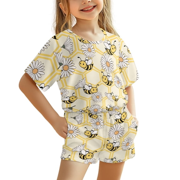 Chririnla Stretch Kids Outfit 3-16 Years Cute Summer Short Sets for Boys, Honeycomb