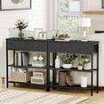 thumbnail image 5 of 29.5" Narrow Console Table with 2 Fabric Drawers, Sofa Table, Small Entryway Table with 3-Tier Storage Shelves, Behind Couch Table, for Living Room, Hallway, Black BB72XG01, 5 of 9