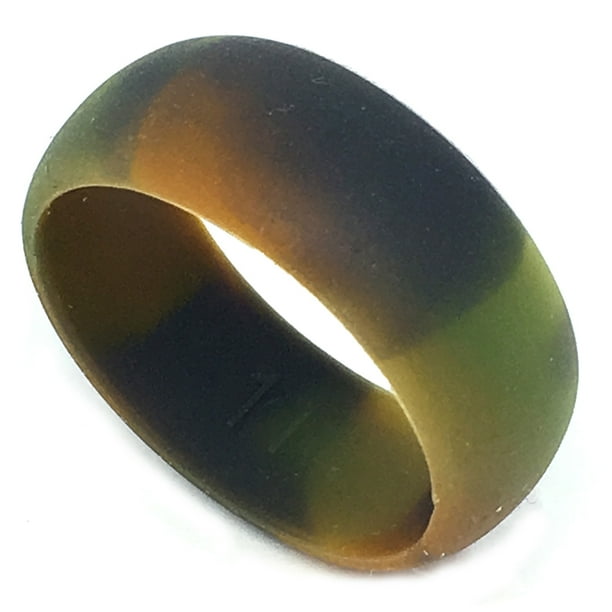 Gifts With Thought 8MM Men or Ladies Athlete Sports Flexible CAMO Silicon Rubber Wedding Band