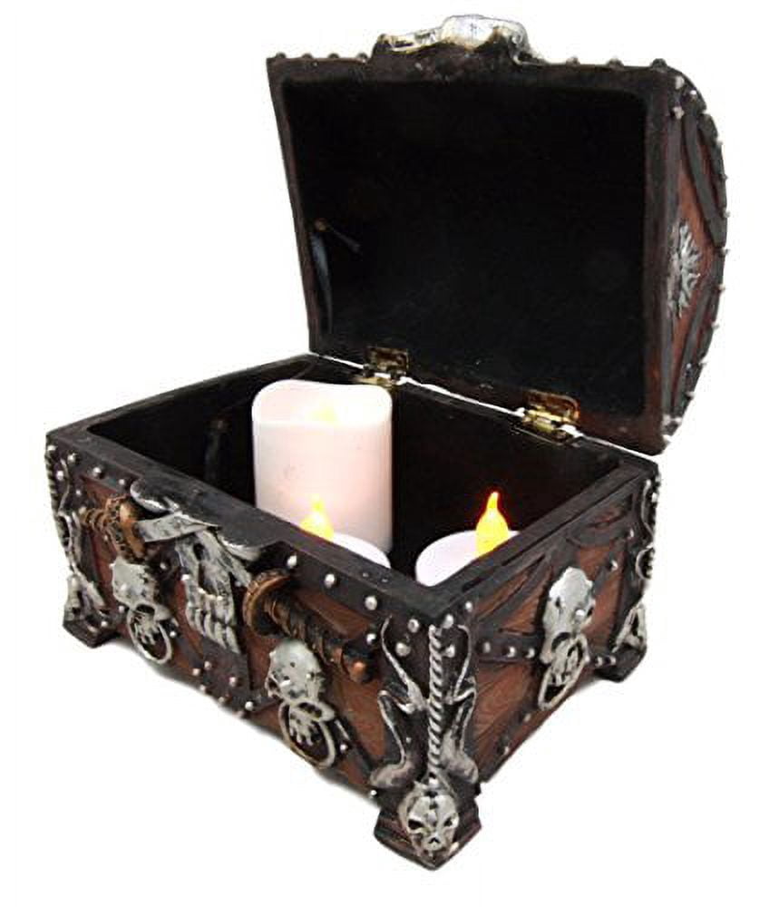 Ebros Pirate Skull With Crossed Dagger Blades Treasure Chest Box Jewelry Box 5"L