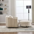 thumbnail image 6 of Beige Velvet Swivel Accent Chair &amp; Ottoman Set, 40" Wide, 360° Rotation, Tufted, with Storage, for Living Room, Bedroom. Comfortable Club Chair., 6 of 9