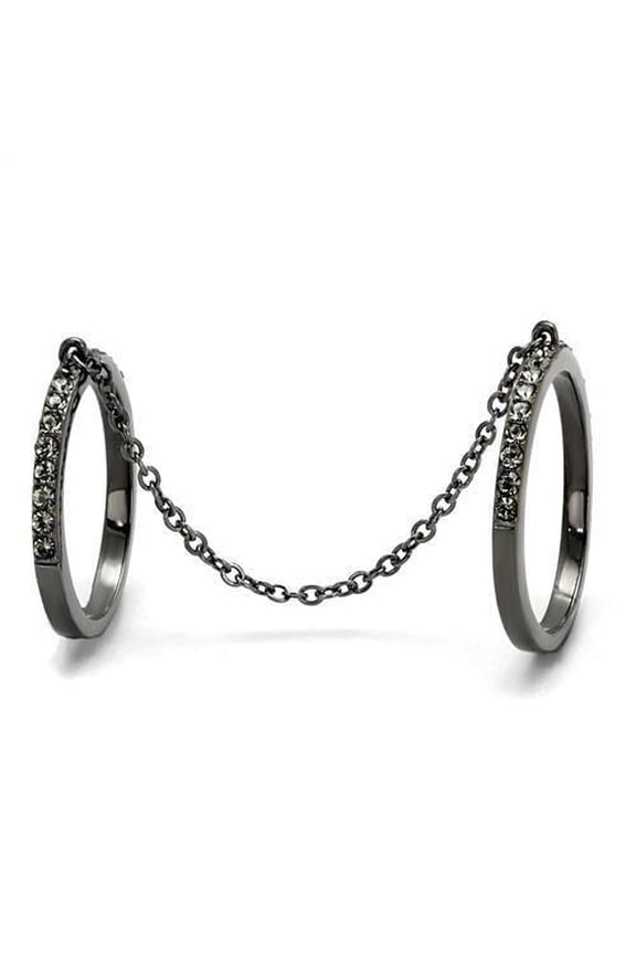 TK2614 - IP Light Black (IP Gun) Stainless Steel Ring with Top Grade Crystal in Jet