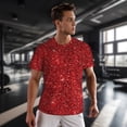 thumbnail image 3 of Wukai Red Glitter Print Men's Short-Sleeved Mesh T-Shirt,Quick-Dry Short Sleeve Workout T-Shirt-X-Small, 3 of 8