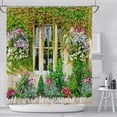 thumbnail image 5 of Spring Scenery Shower Curtains Flower Plant Vine Green Leaves House Window Courtyard Landscape Fashion Pattern Bathroom Decor Polyester Fabric Curtain Set with Hooks-72"W x 78"L (Pack of 1), 5 of 7