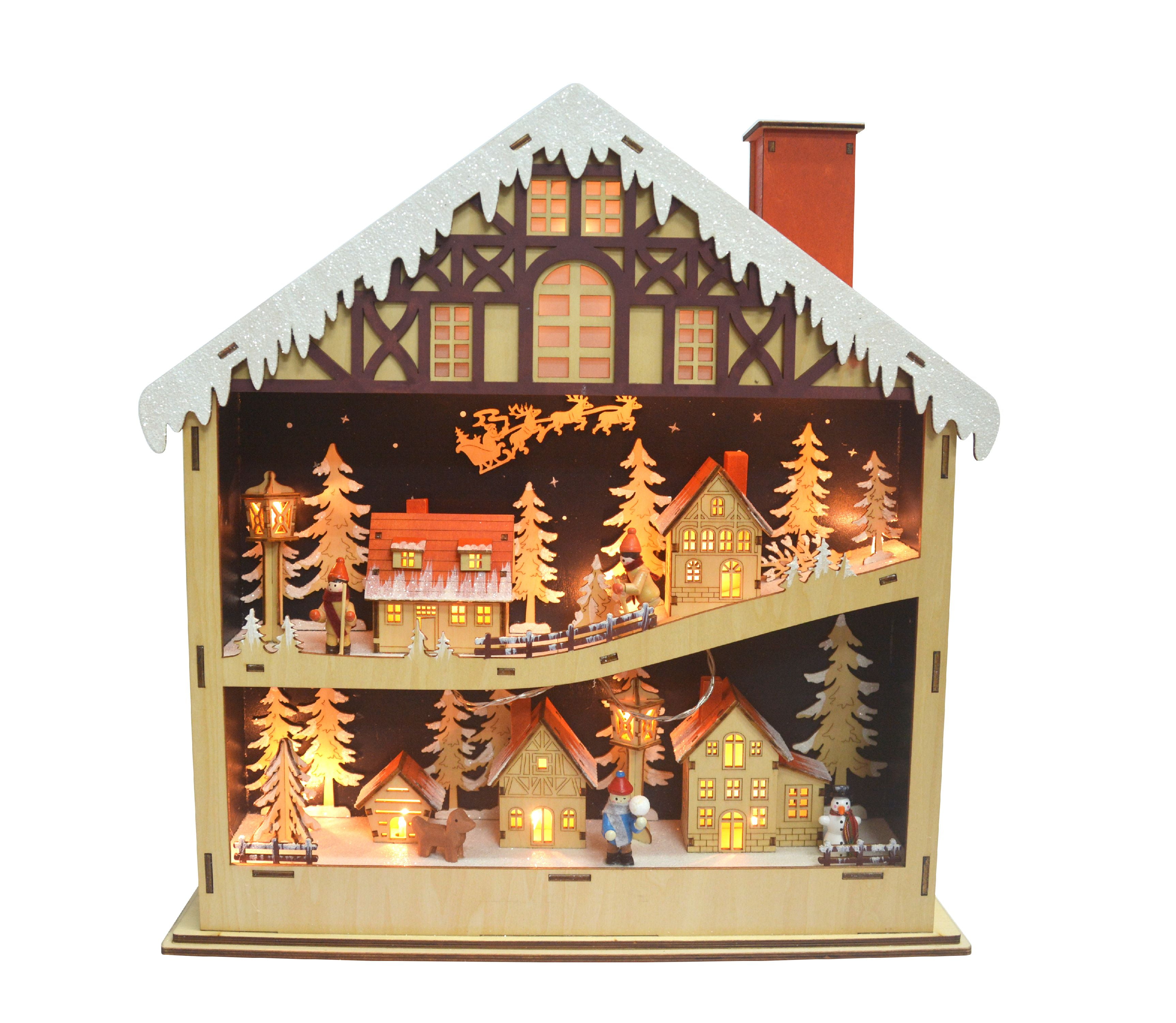 Wooden Village Figures Led