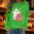 thumbnail image 2 of WEIWEN Halloween Sweatshirts for Women Cute Ghost Pumpkin Graphic Crewneck Long Sleeve Sweaters for Women Spooky Season Pullover Tops Womens Fall Fashion Clothing Green, S, 2 of 7