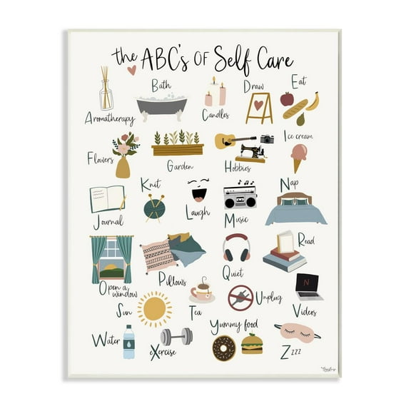 Stupell Industries ABC's of Self Care Adult Relaxation Alphabet Wall Plaque Design by Gigi Louise