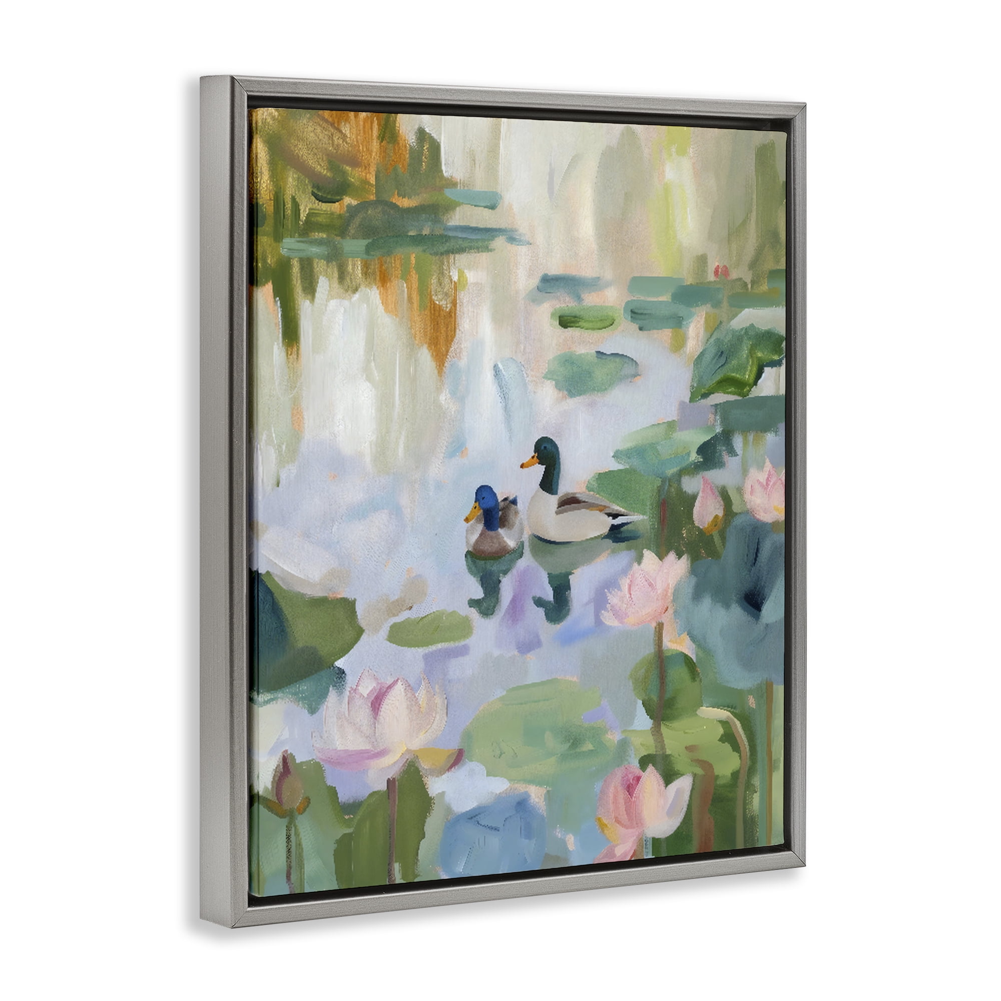 Stupell Industries Duck Pond During Tranquil Morning Gray Framed Floater Canvas Wall Art, design by The Prints Vibe