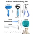 thumbnail image 2 of Dog Cat Grooming Kit, Pet Shedding Brush Dematting Rake Flea Comb Nail Clipper Set for Long Short Hair Puppy Kitten Home Use, Blue 6 Kits, 2 of 6