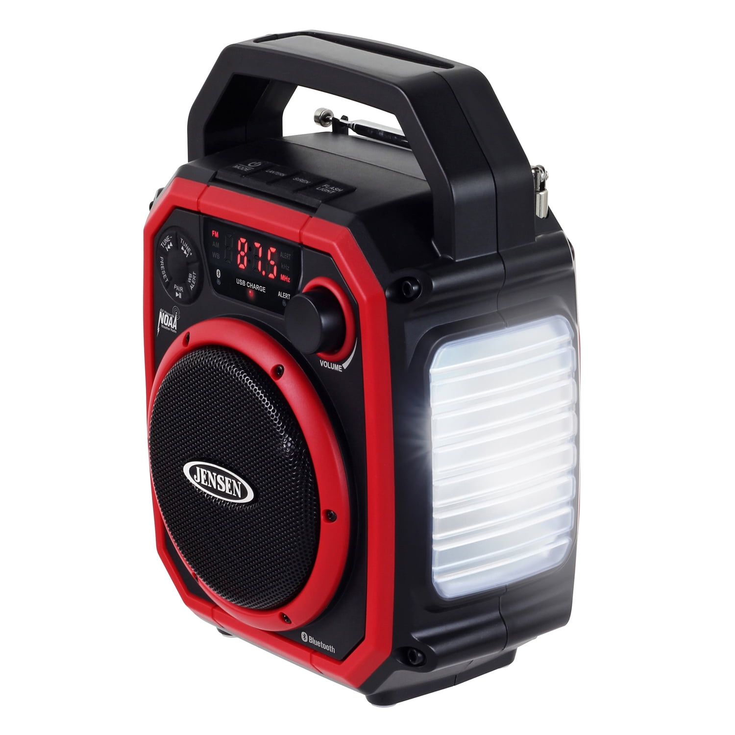 JENSEN Portable NOAA Emergency Weather Radio with AM/FM/Alerts, 8,000-mAh Power Bank, 4-Way Power, LED Lights, Bluetooth, USB Charging
