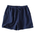 thumbnail image 5 of COMVALUE Women 2026 Shorts for Seniors Summer Casual Drawstring High Waisted Wide Leg Womens Gauze Short Shorts (Navy, XL), 5 of 7