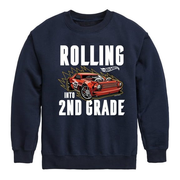Hot Wheels - Rolling Into 2nd Grade - Youth Crewneck Fleece Sweatshirt