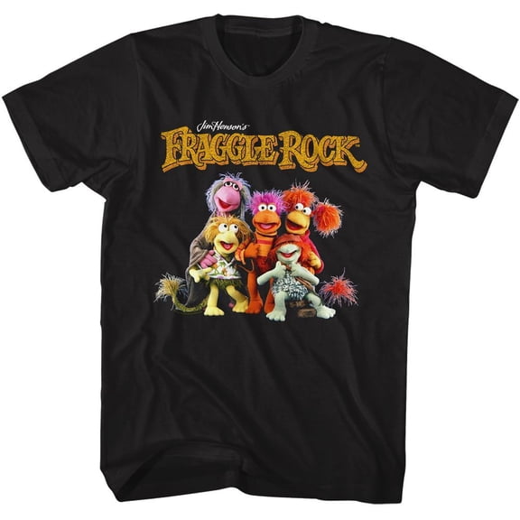 Fraggle Rock Group Shot Black Adult T-Shirt