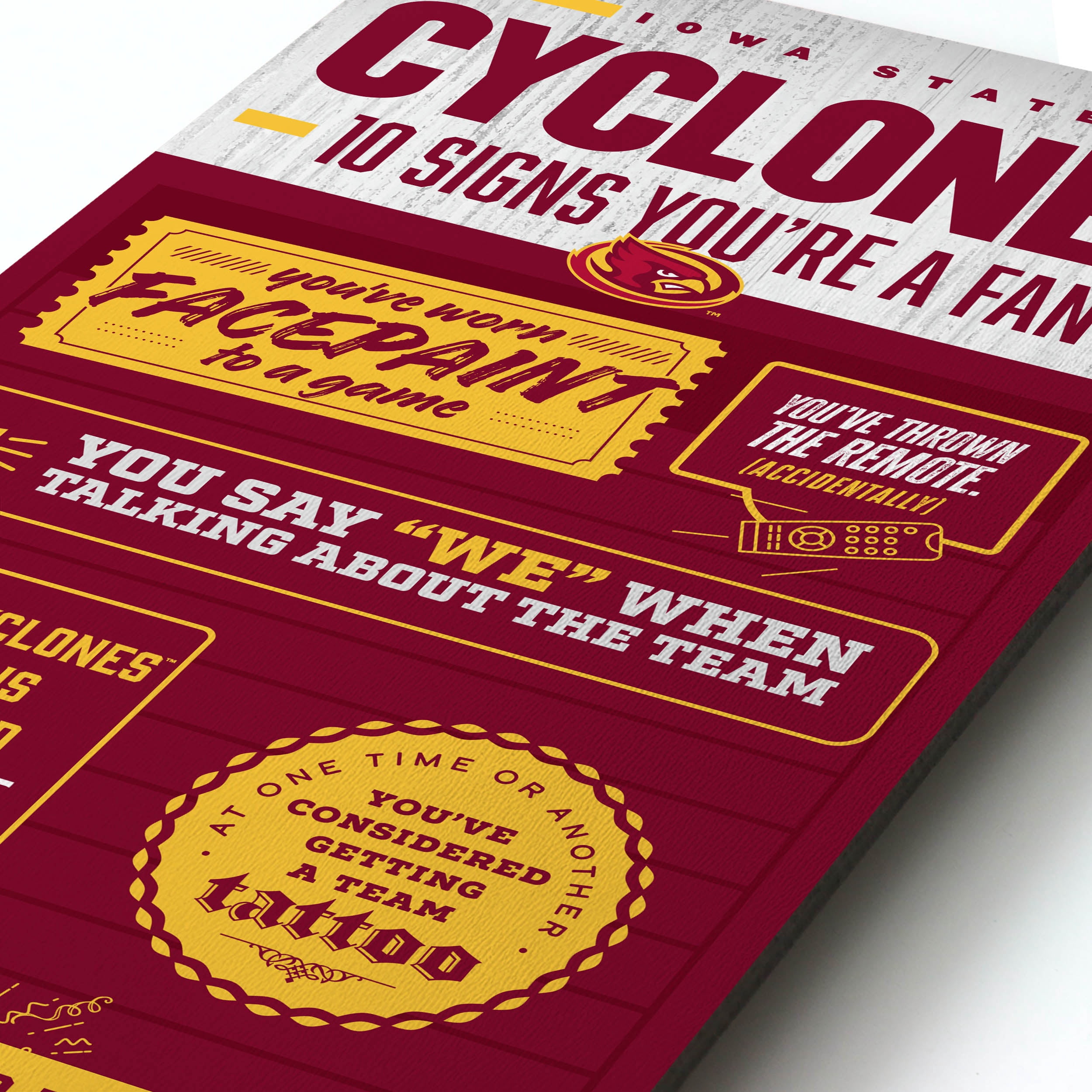 YouTheFan NCAA Iowa State Cyclones 3D Top 10 Wall Art