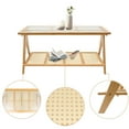 thumbnail image 6 of Log Style Faux Rattan Double-layer Bamboo Coffee Table 100*50*50cm Modern, 6 of 16