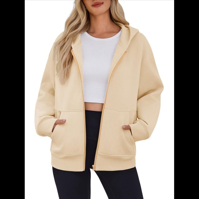 Sudadera con Capucha para Mujer, Sudadera con Cremallera, Moda de Otoño, Chaquetas de Larga, Ropa de Invierno, Conjuntos Albaricoque M