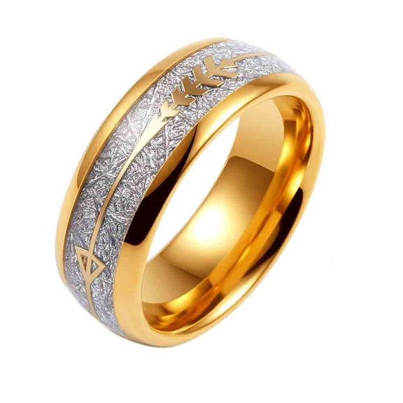 8mm Yellow Gold Plated Titanium Steel Mens Ring Men Wedding Band Man Ring