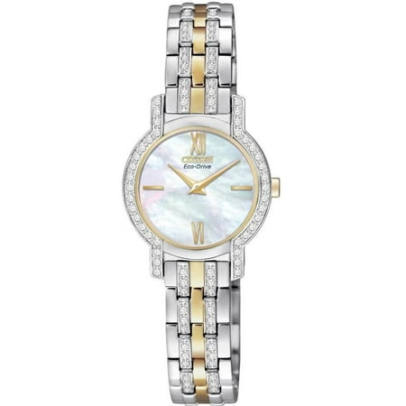 Ladies Eco Drive Bracelet Watch CITIZEN Women's EX1244-51D Silhouette Crystal Eco-Drive Two Tone Steel Bracelet Watch ()
