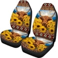 thumbnail image 6 of KUIFORTI Sunflower Highland Cow Auto Seat Covers Full Set, Front Seats and Rear Bench Cover Protector for Car Truck SUV, 4 Pack Vehicle Seat Protector Easy to Install, 6 of 7