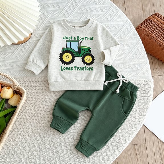 eczipvz Baby Boy Outfits Toddler Kid Boy Clothes Colorblock Sweatshirt Contrast Sideseam Sweatpants Outfit Set Green,12-18 Months
