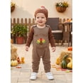 thumbnail image 6 of Cjfdfy Newborn Baby Boy Thanksgiving Outfits My First Thanksgiving Turkey Embroidery Ribbed Knit Long Sleeve Rompers Letter Overalls Hat 3 Pieces Set Toddlers Turkey Overalls Fall Winter Outfits, 6 of 9