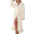 thumbnail image 2 of Premium Womens Plush Soft Robe , Warm, Coral Fleece Bathrobe Milky White L, 2 of 9