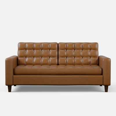 Buy Mayview Upholstered Square Arm Sofa With Buttonless Tufting Camel Faux Leather Online In Taiwan 421196676