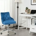 thumbnail image 3 of Gymax Chaise de Bureau en Velours Rembourré Pivotant Chaise de Bureau avec Garniture Clouée, 3 of 10