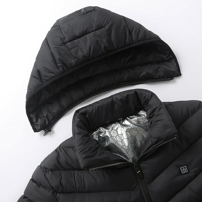 APEXFWDT Big and Tall Heated Jacket for Men Heated Jackets Heated Hoodies for Men 2 Heating Zones Heated Zip Up Hoodie Lightweight Puffer Coat for