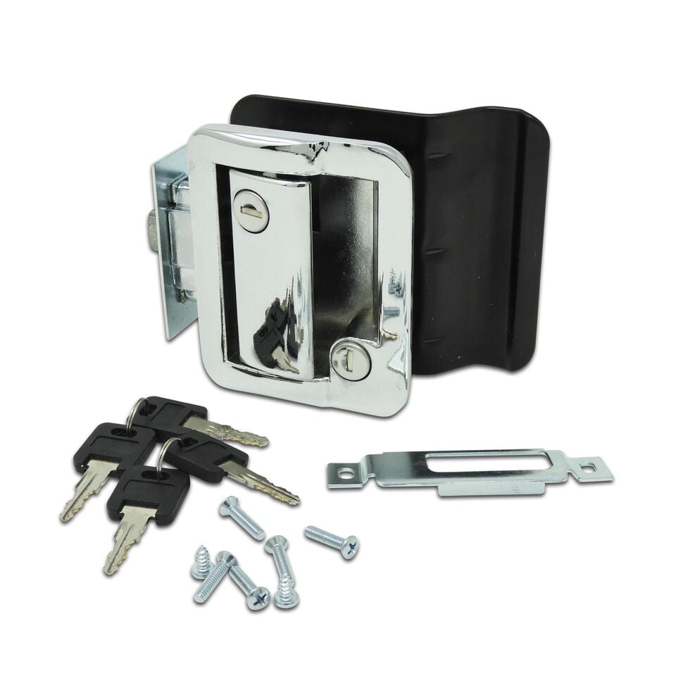 New Chrome RV Entry Door Lock w / deadbolt Camper Travel Trailer