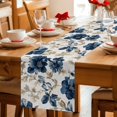 thumbnail image 5 of Table Runners 36 Inches Long Dress Scarves, Navy Blue Beige Floral Farmhouse Kitchen/Dining Table Decor Table Runner, Short Coffee Tablerunners, Vintage Farmhouse Floral Leaves 13x36 Inch, 5 of 9