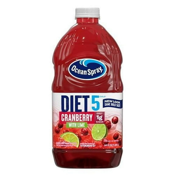 Ocean Spray Diet Cranberry With Lime Juice Drink, 64 Fl Oz Bottle - Pack of 2