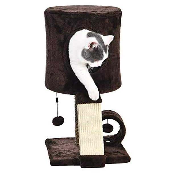 Basics Cat Tree Tower With Perch Condo 12 X 12 X 20 Inches Dark Brown Walmart Com Walmart Com