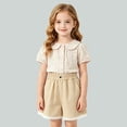 thumbnail image 2 of BOOMNY Girl's Baggy Shorts Wide Leg Shorts for Kids Trendy Elastic Waist Solid Cozy Summer Shorts With Pocket, 2 of 5