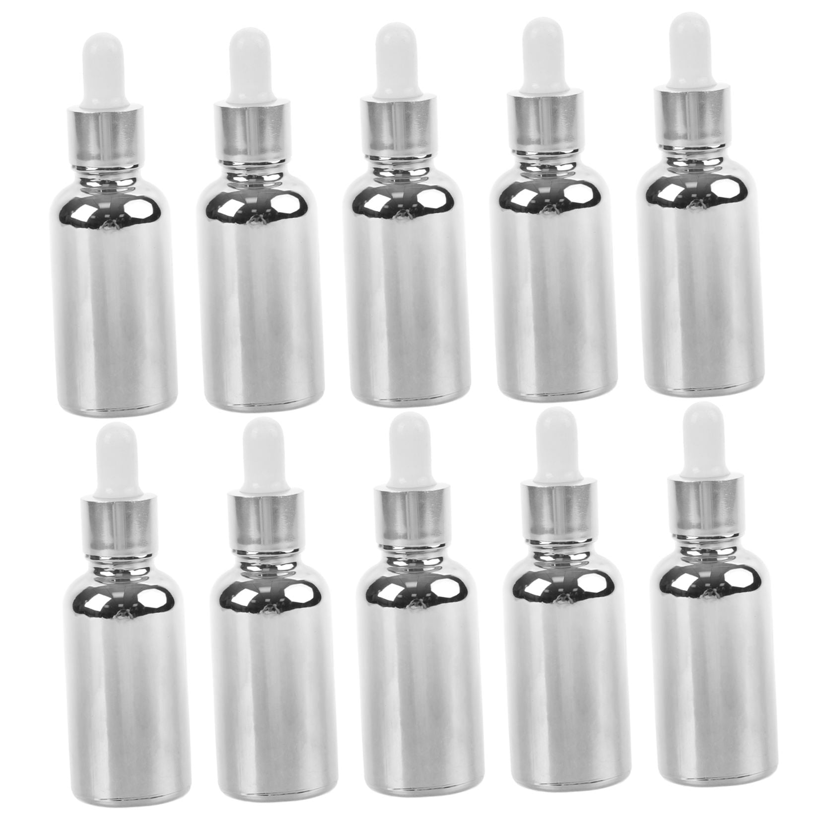 FOMIYES 10Pcs Silver Plated Glass Oil Bottles with Precise Dropper for Kitchen Use