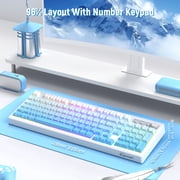ZIYOU LANG K100 90% Wireless Gaming Keyboard, Tri-Mode Bluetooth/2.4GHz/USB-C, RGB Backlit, Number Pad, for PC/Mac, Blue Creamy