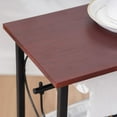 thumbnail image 6 of Zimtown Bathroom Table and Stand with Toilet Paper Roll-Bar Holder and Storage Rack - Black Metal Frame with Scroll Design, Walnut Color Wood Top - Ideal to Keep Essential Toiletries at Easy Reach, 6 of 7