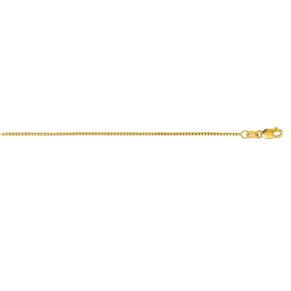 14k Yellow Gold 1.0mm Shiny Octagonal Box Chain With Lobster Clasp Necklace - 2.7 Grams - 16 Inch